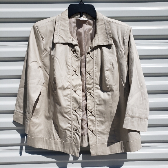 Christopher & Banks khaki blazer jacket with studs - Picture 1 of 8